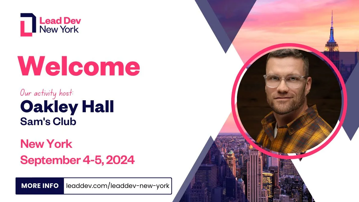 Oakley Hall hosting a session at LeadDev New York 2024